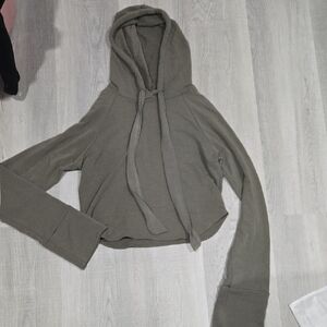 Windsor Olive Green Crop Hoodie Sweatshirt